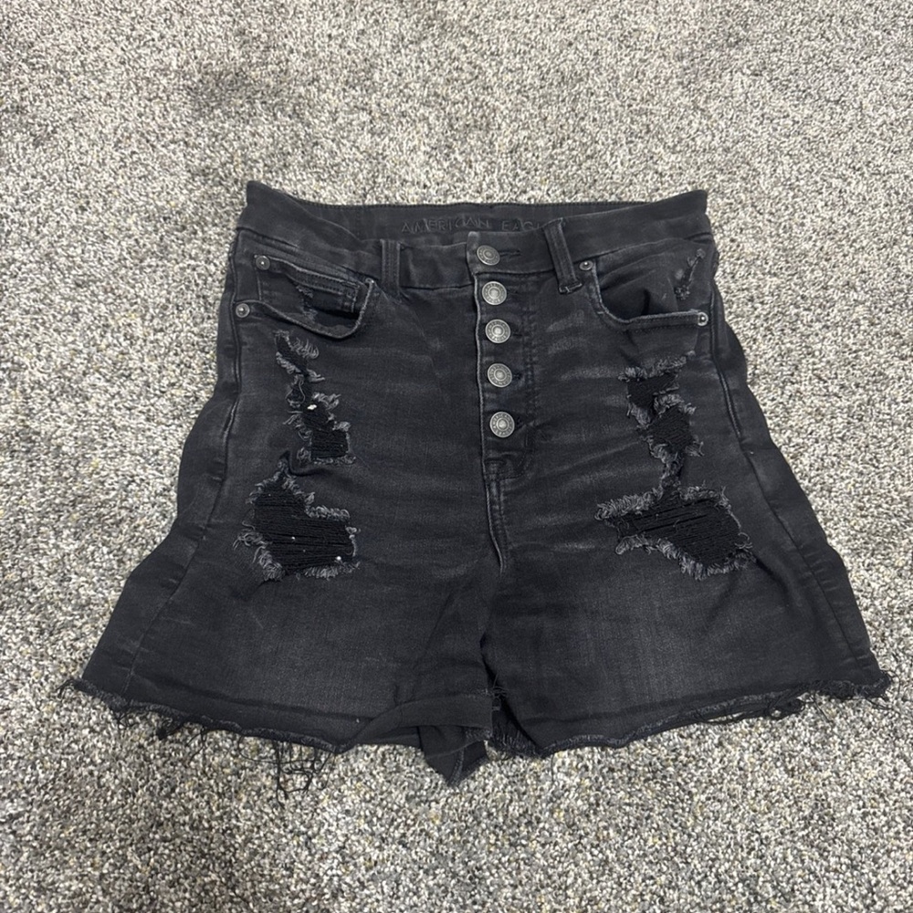 American Eagle Outfitters Black Ripped Jean Shorts